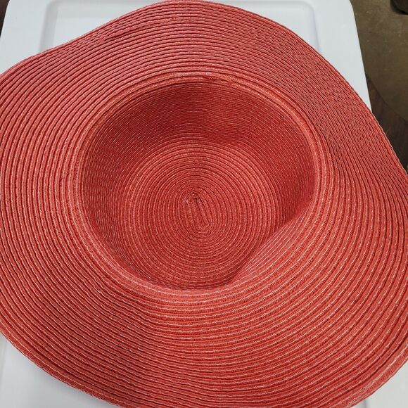 2 Straw Wmns Floppy Hats W/flower Great For Sun Party Outside Red And Black One - Picture 5 of 11